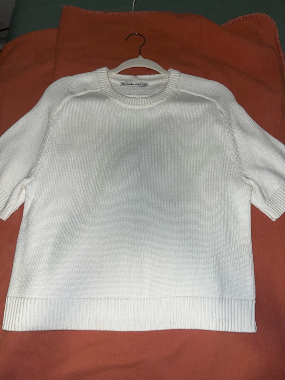 Abercrombie & Fitch White Short-Sleeve Knit Sweater